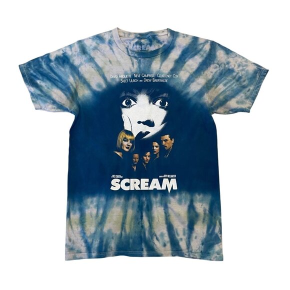 Hot Topic Tops - Scream Movie Poster Tie-Dye Graphic T-Shirt - Blue & Grey - Size Small Ghostface